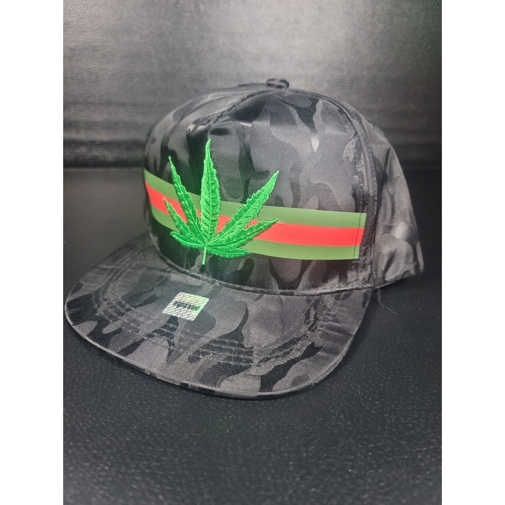 Lucky 7 Black Camo Ball Cap Cannabis Embroidered Weed Logo Snap Back Hat
